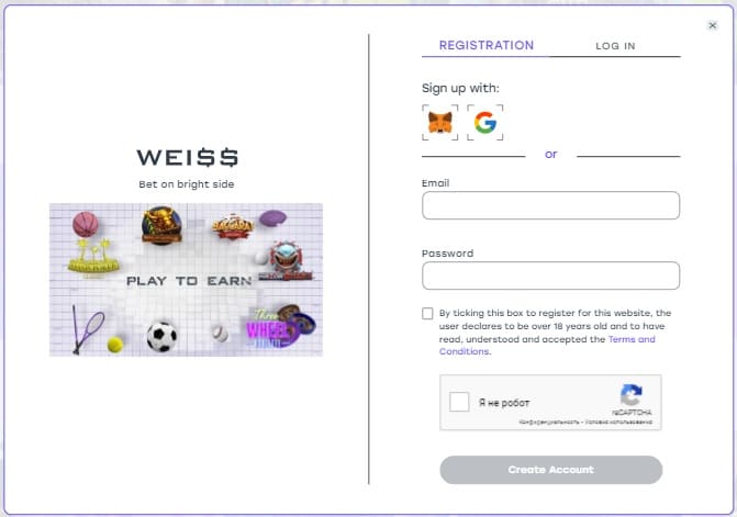 Казино Weiss: Регистрация на сайте